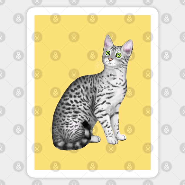 Egyptian Mau (Yellow Background) Sticker by illucalliart